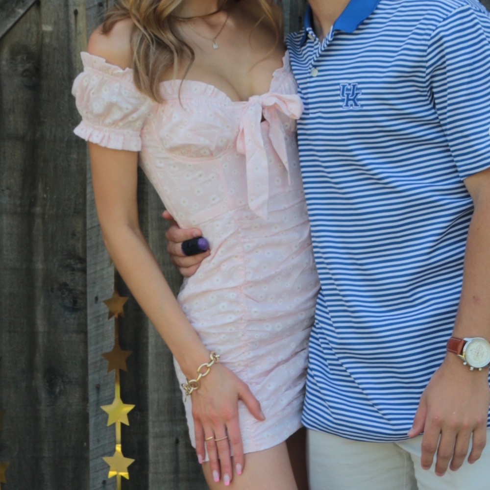 Pink off the shoulder dress